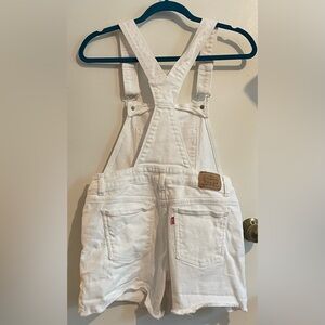 Levi's Strauss Girls Size 16 R Denim Boyfriend Shortall White Adjustable Straps